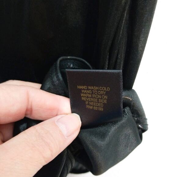 NWT LaRok liquid metallic black cowl neck dress M - Picture 14 of 14